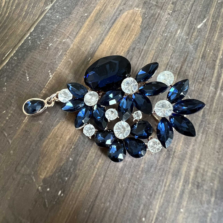 Fuchsia & Blue Rhinestone Brooches