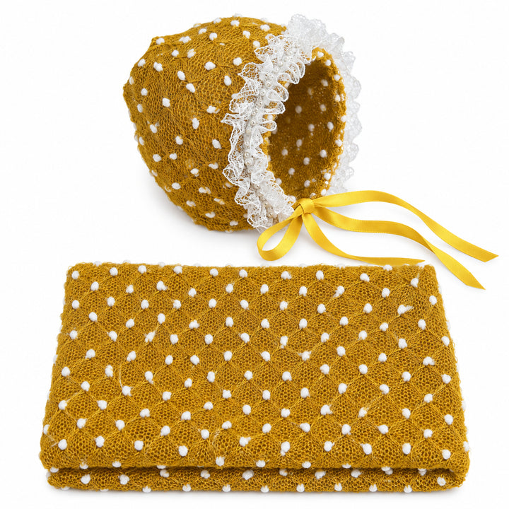Newborn Polka Dot Wrap Headwear & Polka Dot Hat with Lace Trim