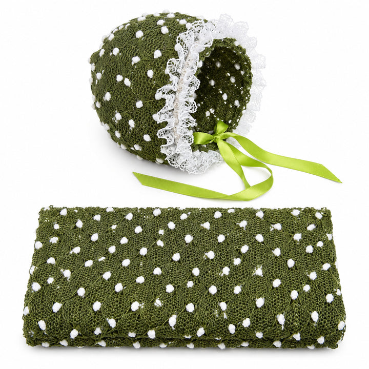 Newborn Polka Dot Wrap Headwear & Polka Dot Hat with Lace Trim