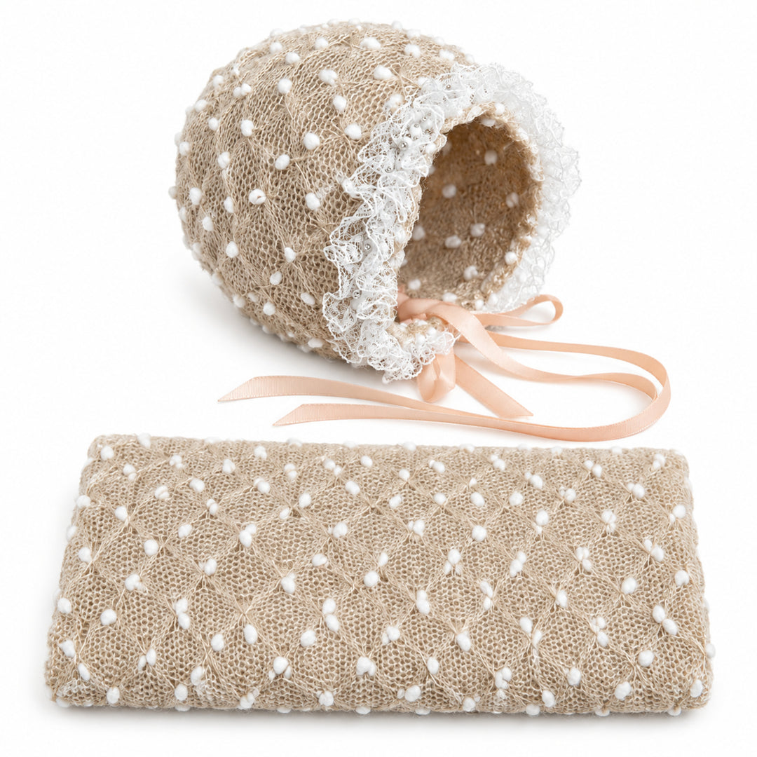Newborn Polka Dot Wrap Headwear & Polka Dot Hat with Lace Trim