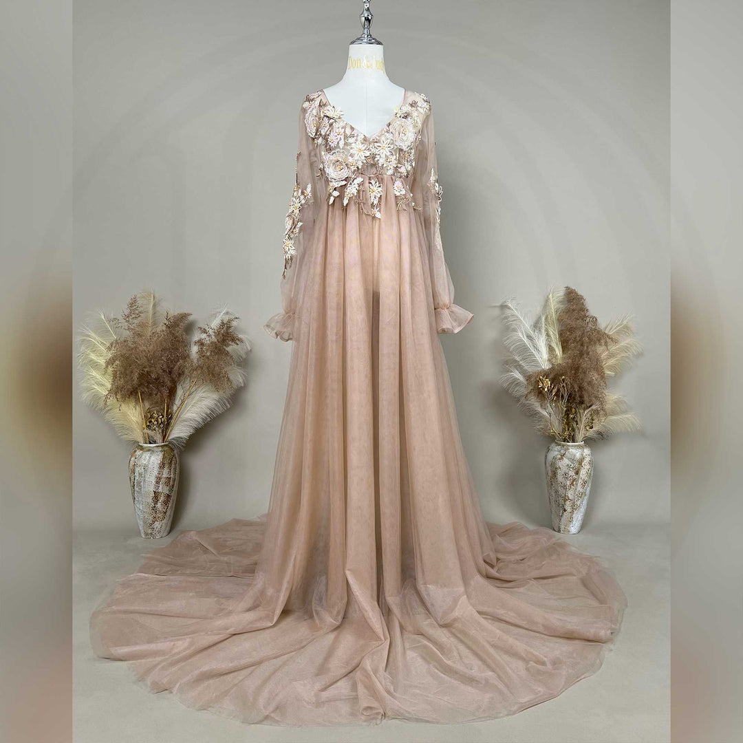 Vestido con bordado floral en 3D Elma