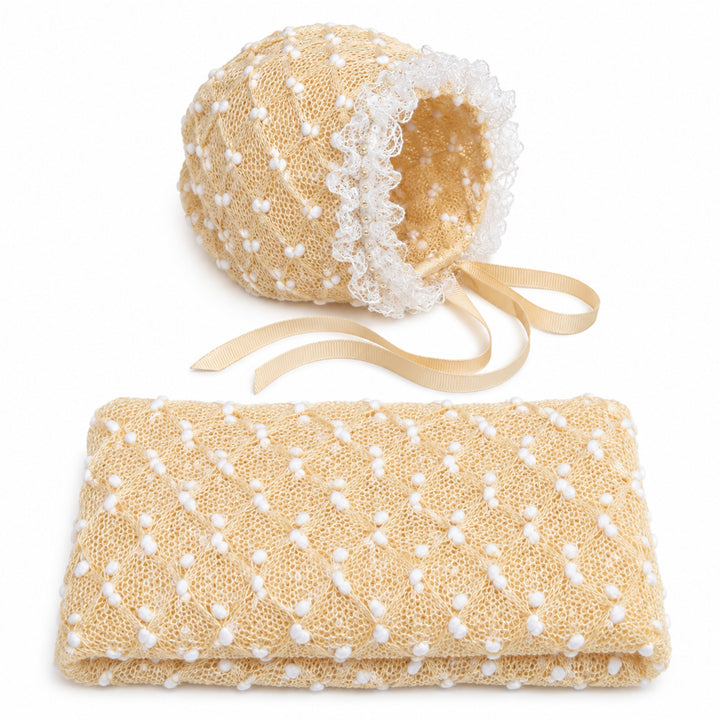 Newborn Polka Dot Wrap Headwear & Polka Dot Hat with Lace Trim