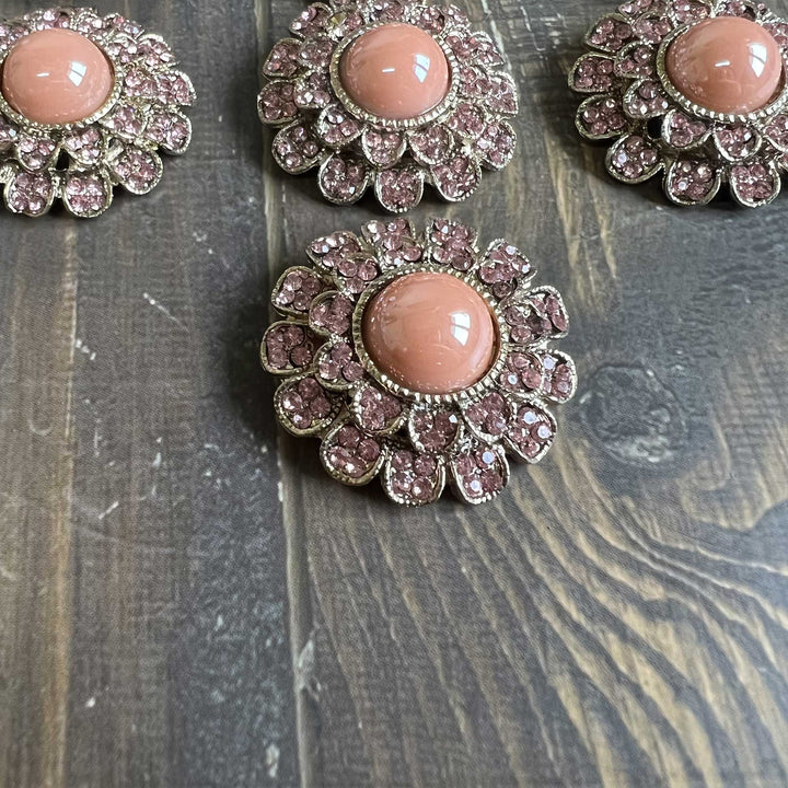 Pearl-Center Rhinestone Petal Buttons