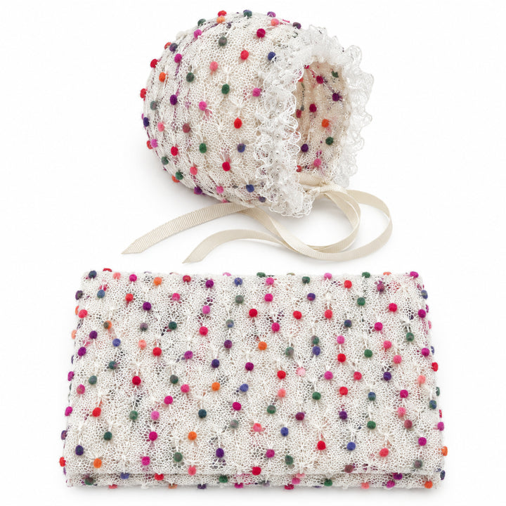 Newborn Polka Dot Wrap Headwear & Polka Dot Hat with Lace Trim