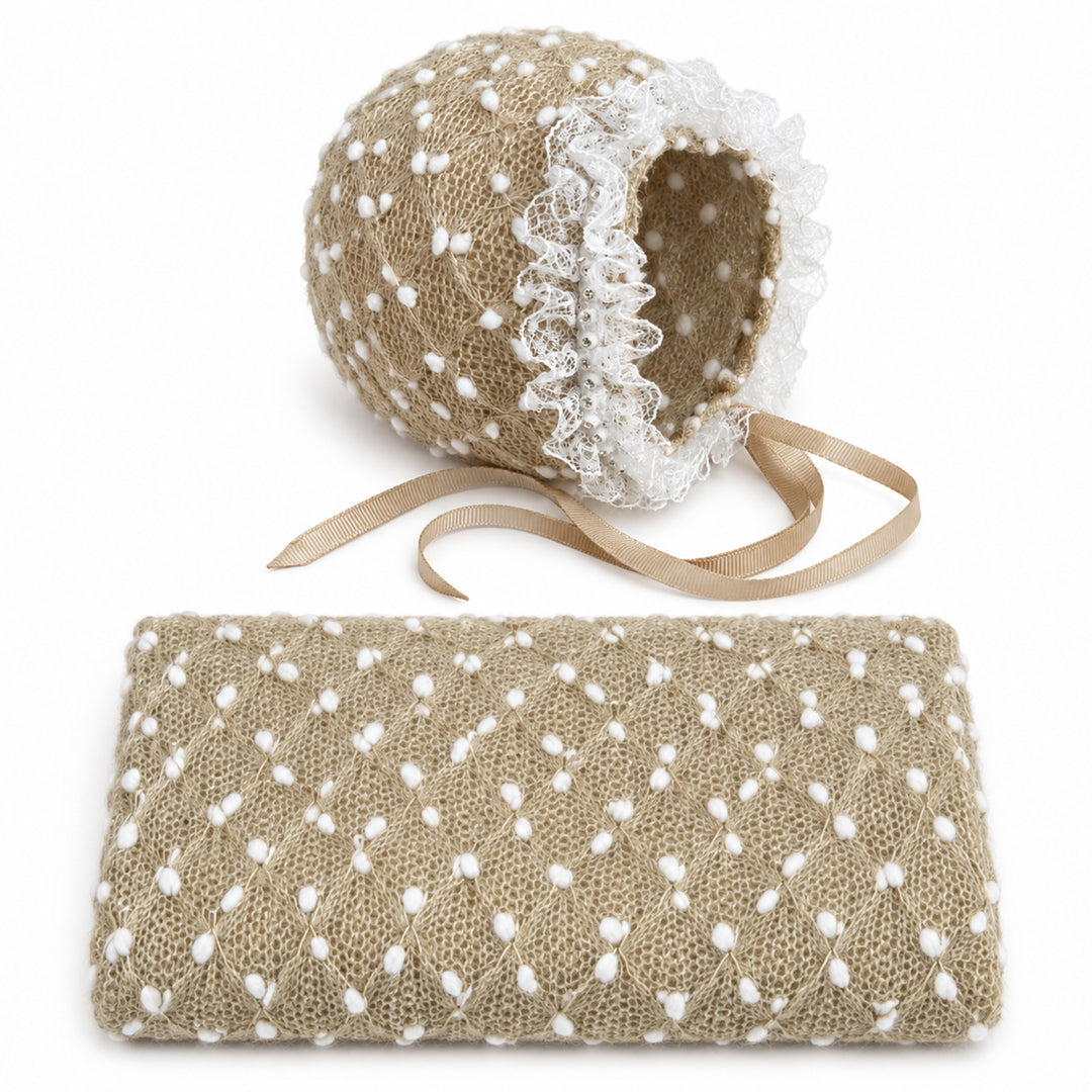 Newborn Polka Dot Wrap Headwear & Polka Dot Hat with Lace Trim