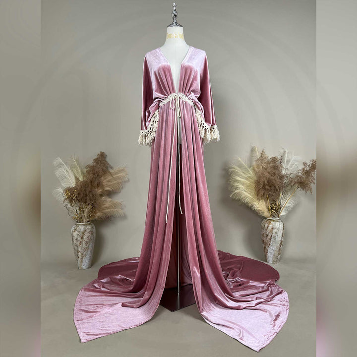 Enid Velvet Split Robe Gown