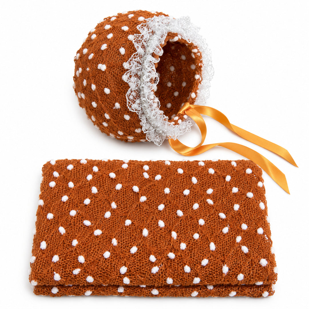 Newborn Polka Dot Wrap Headwear & Polka Dot Hat with Lace Trim