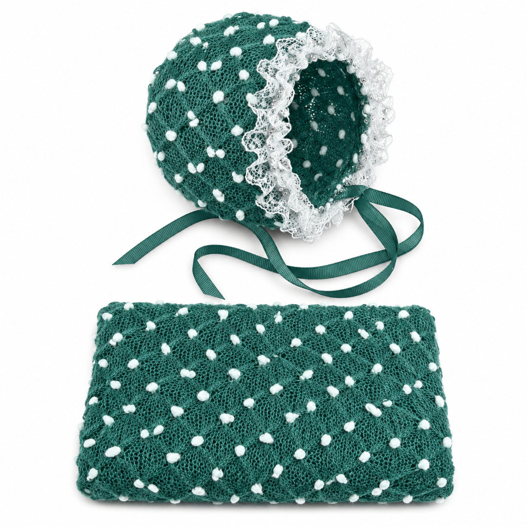 Newborn Polka Dot Wrap Headwear & Polka Dot Hat with Lace Trim