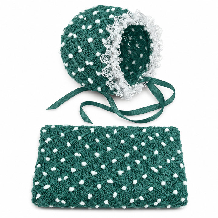 Newborn Polka Dot Wrap Headwear & Polka Dot Hat with Lace Trim