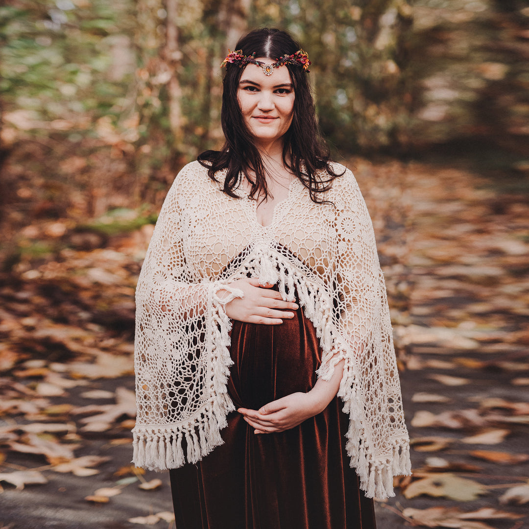 Edwina Gown | Hand crochet Velvet Maternity Photography Dress | Pay What You Can