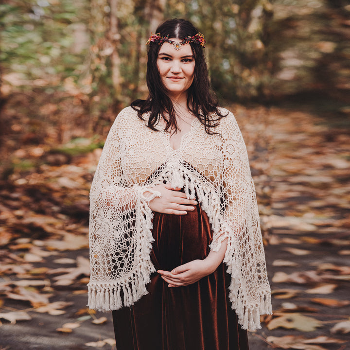 Edwina Gown | Hand crochet Velvet Maternity Photography Dress | Pay What You Can
