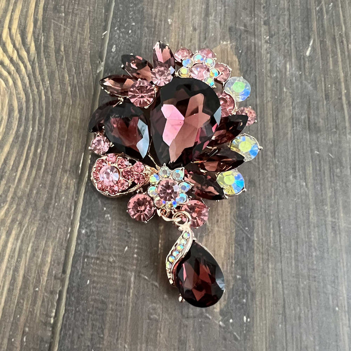 Multicolor Rhinestone Pendant Brooches