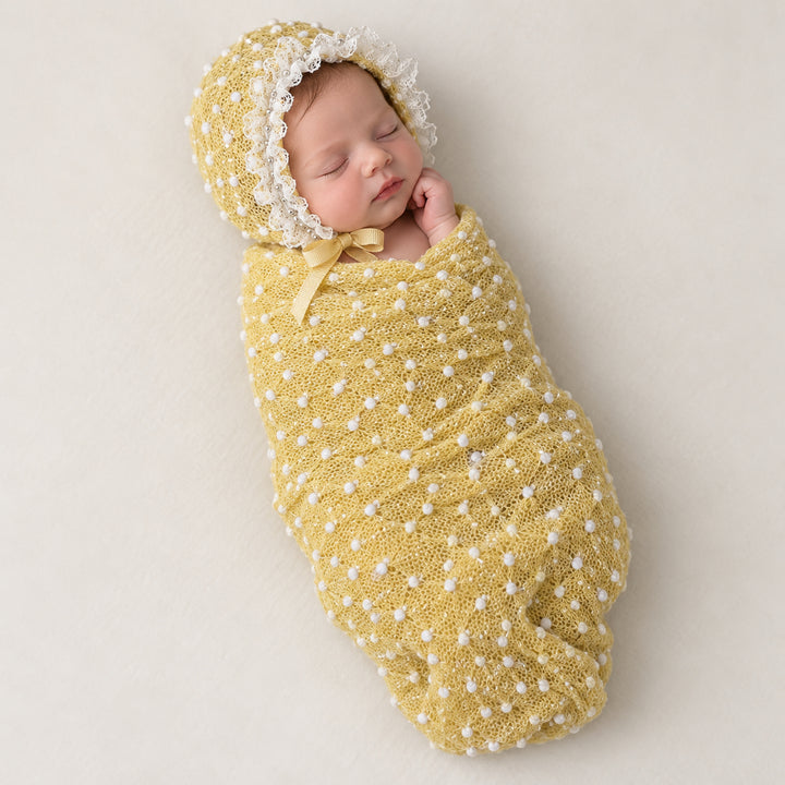 Newborn Polka Dot Wrap Headwear & Polka Dot Hat with Lace Trim