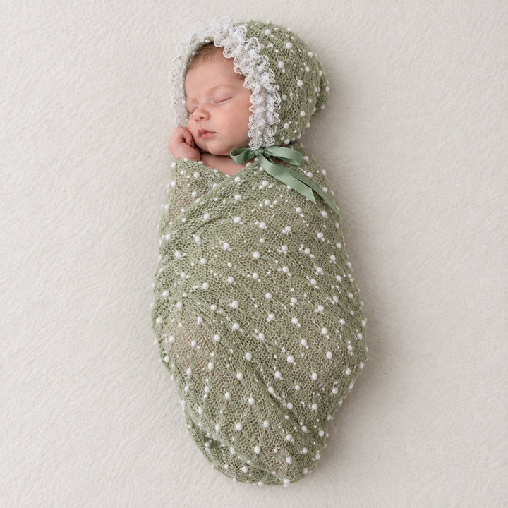 Newborn Polka Dot Wrap Headwear & Polka Dot Hat with Lace Trim