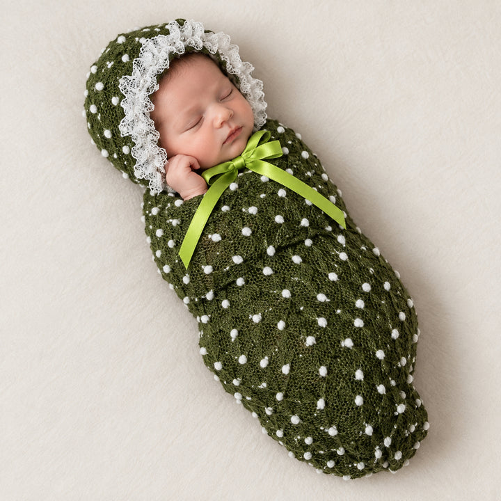 Newborn Polka Dot Wrap Headwear & Polka Dot Hat with Lace Trim