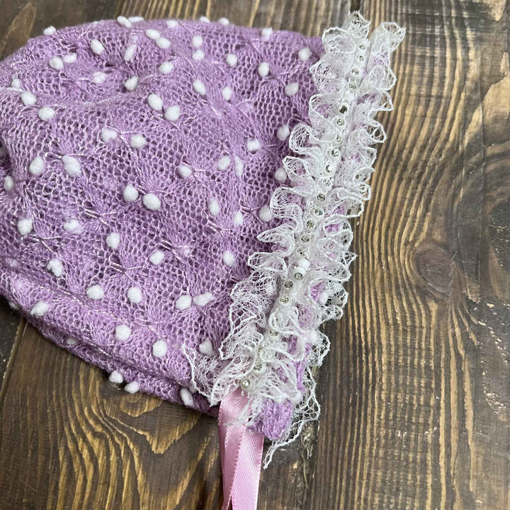 Polka Dot Hat with Lace Trim