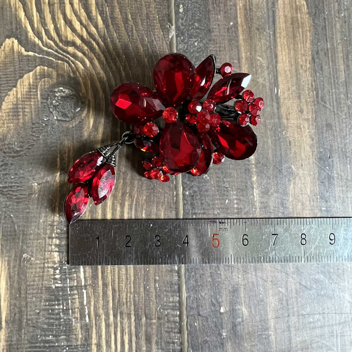 Bright Red Rhinestone Brooches