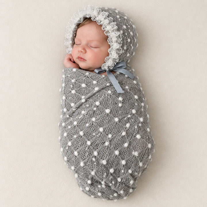 Newborn Polka Dot Wrap Headwear & Polka Dot Hat with Lace Trim