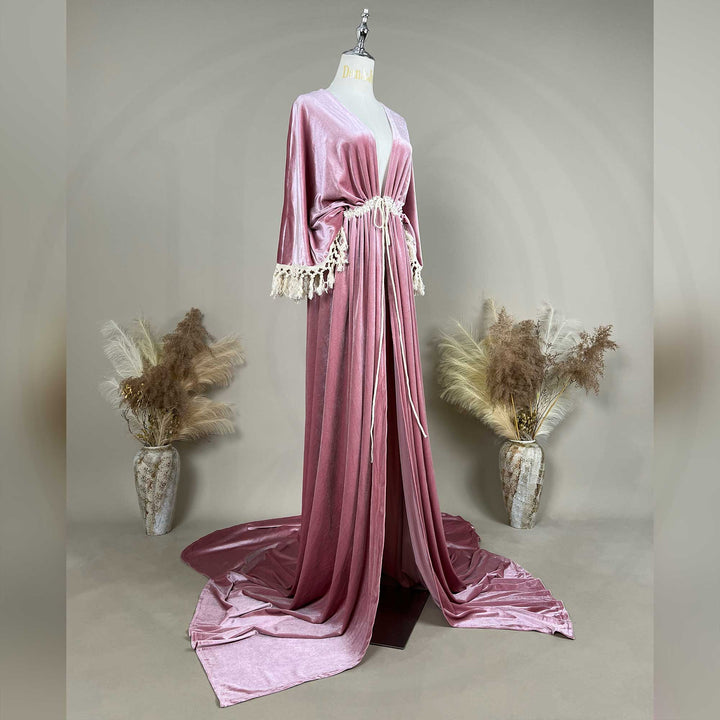 Enid Velvet Split Robe Gown