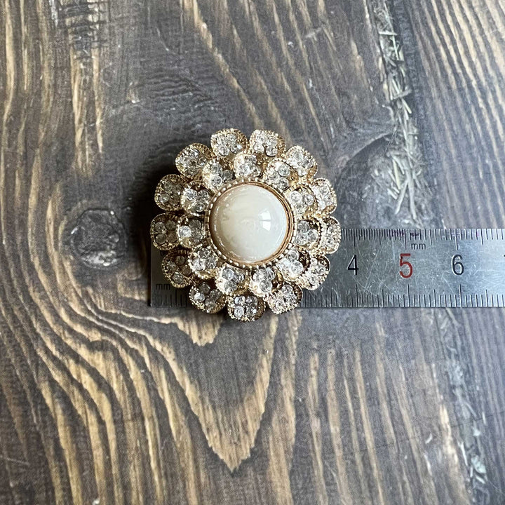 Pearl-Center Rhinestone Petal Buttons