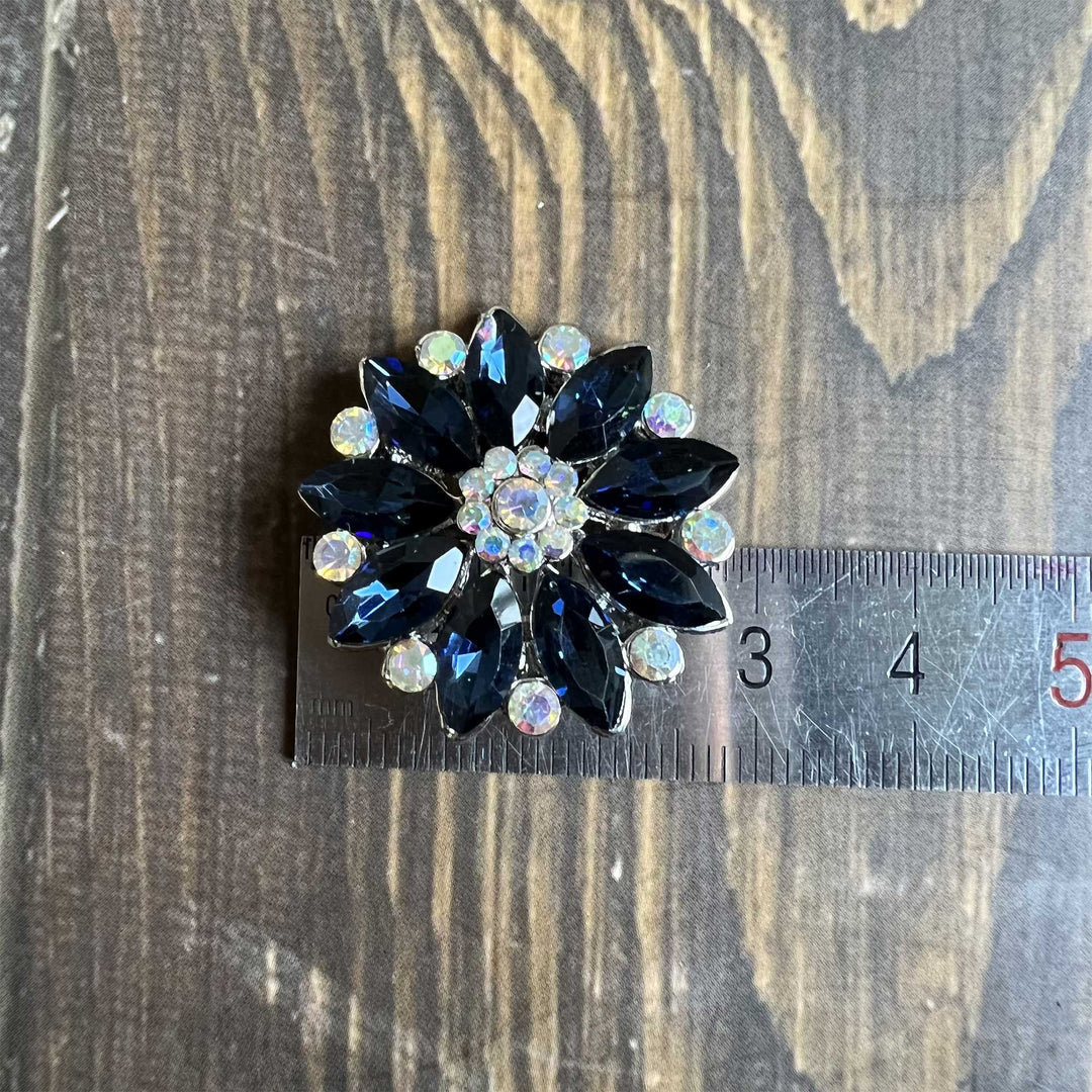 Deep Blue Rhinestone Flower Buttons