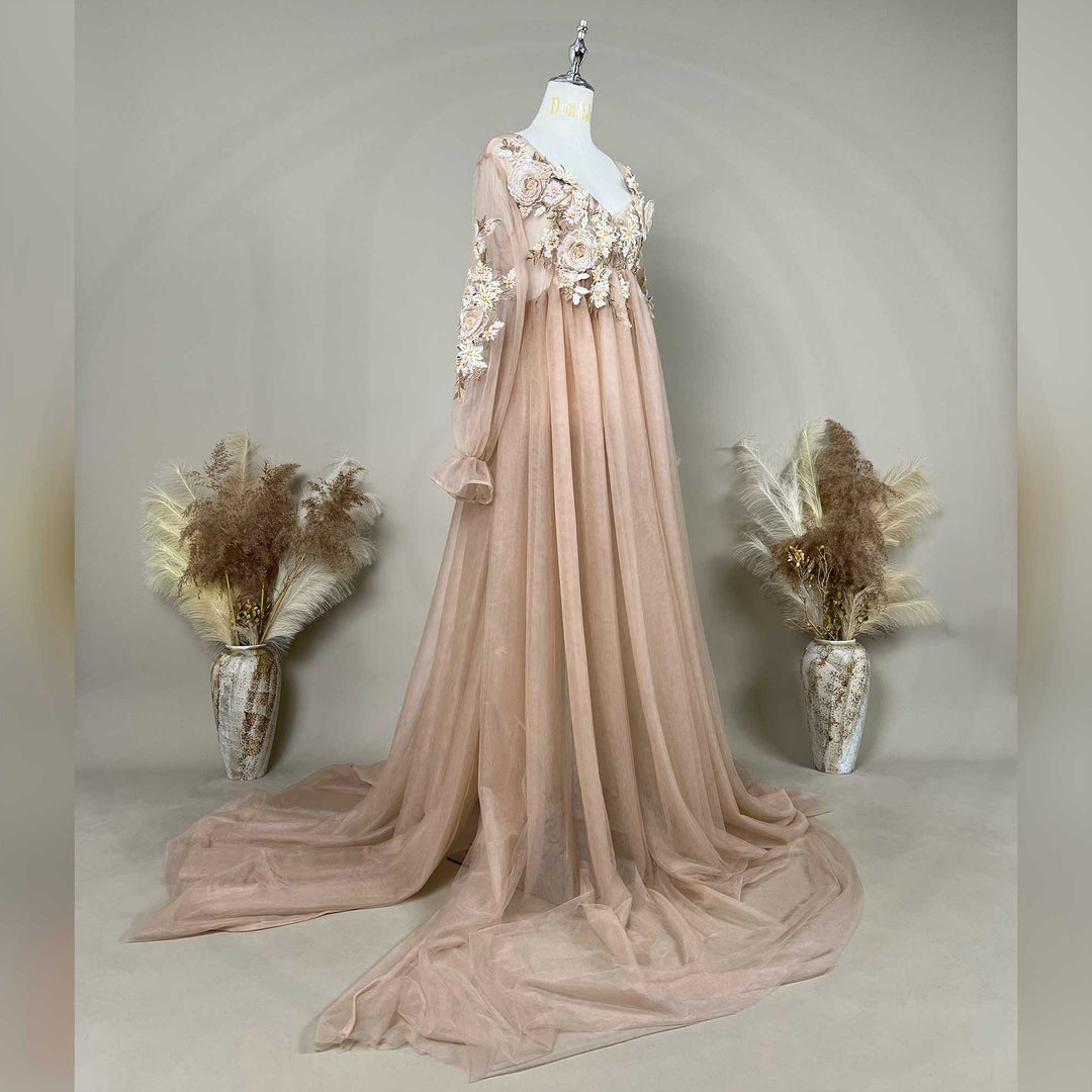 Vestido con bordado floral en 3D Elma