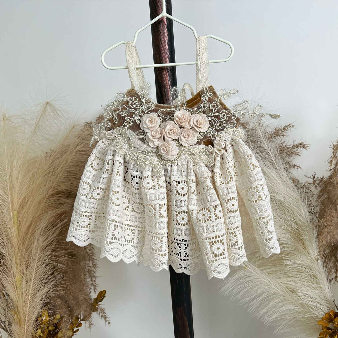 Cotton Crochet  Newborn Sundress & Hat Set