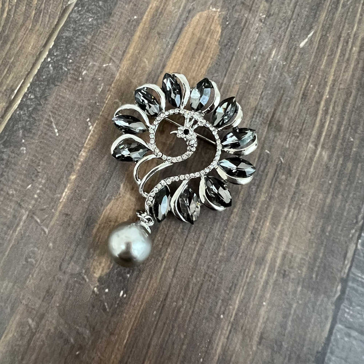 Peacock Rhinestone Brooches
