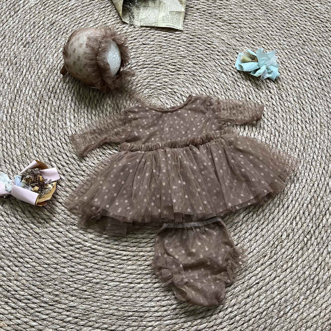 Newborn Rust Red Tulle Dress & Hat Set