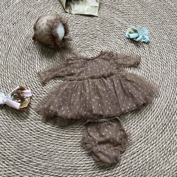 Newborn Rust Red Tulle Dress & Hat Set