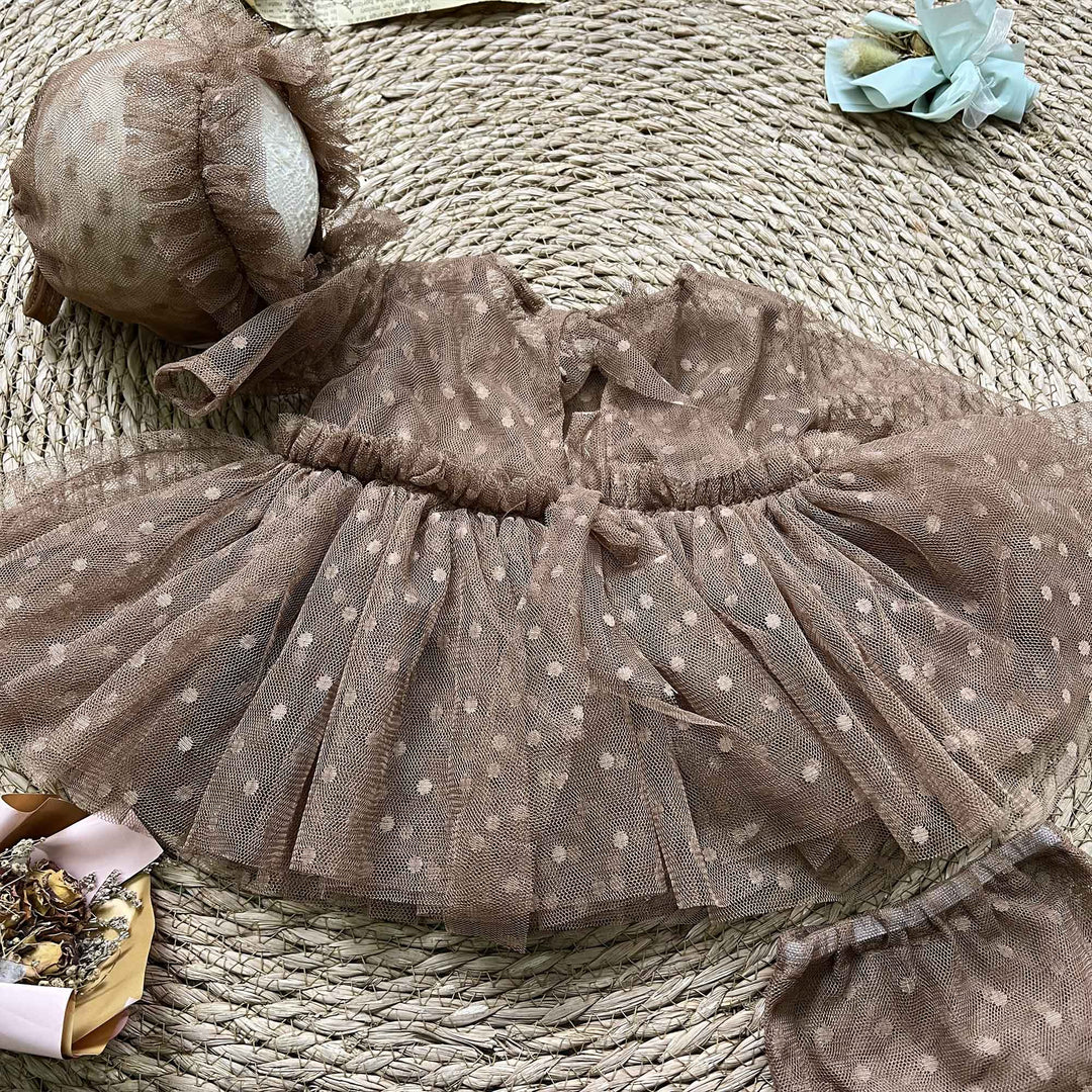 Newborn Rust Red Tulle Dress & Hat Set