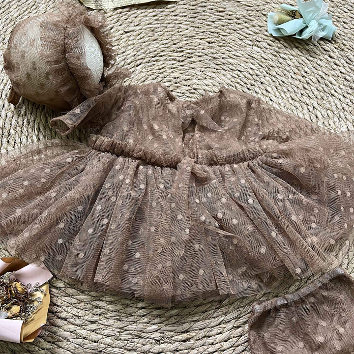 Newborn Rust Red Tulle Dress & Hat Set