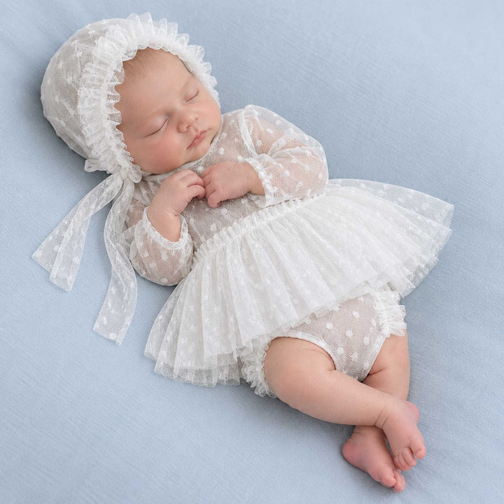 Newborn Rust Red Tulle Dress & Hat Set