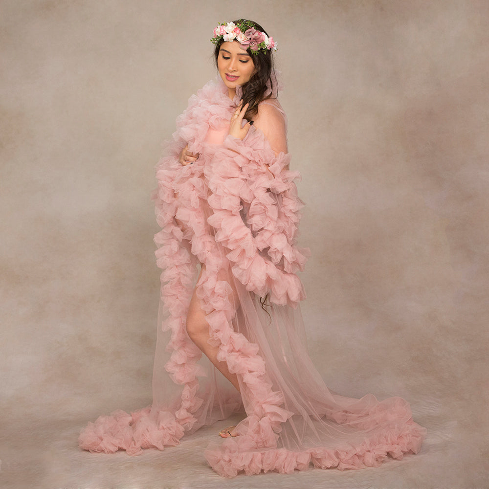 Edith Tulle Bell Sleeves Robe