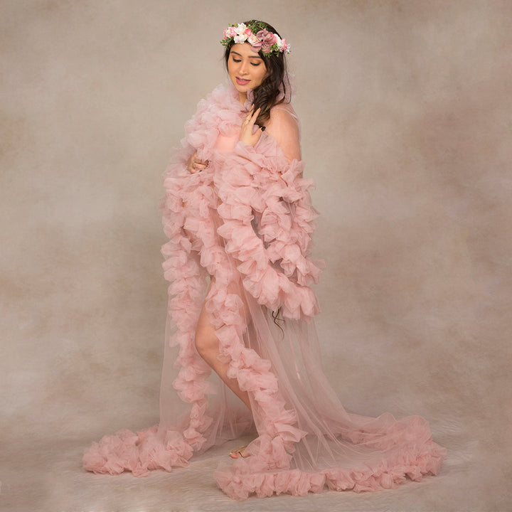 Edith Tulle Bell Sleeves Robe