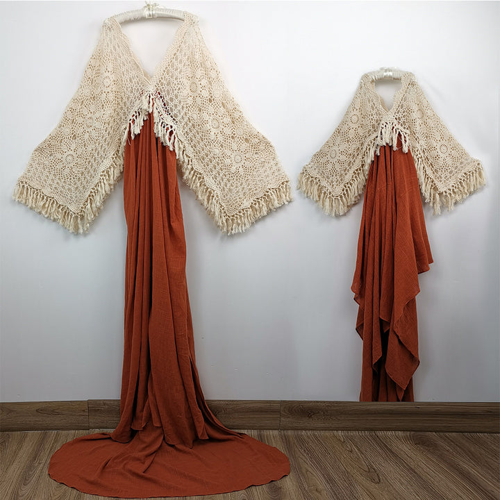 Hedy Boho Crochet Cotton Gown Set